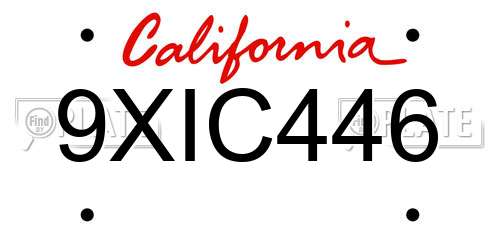 9XIC446 California License Plate
