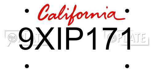 9XIP171 California License Plate