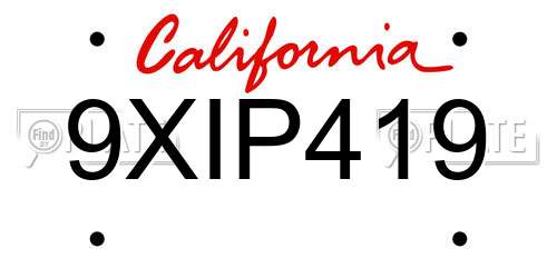 9XIP419 California License Plate