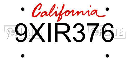9XIR376 California License Plate