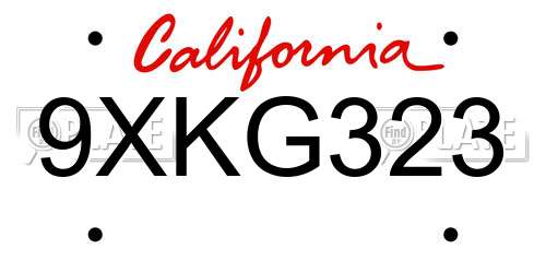 9XKG323 California License Plate