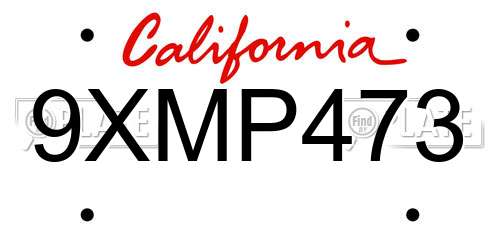9XMP473 California License Plate