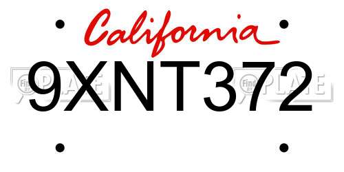 9XNT372 California License Plate
