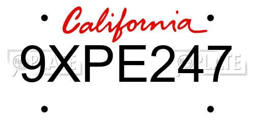 9XPE247 California License Plate