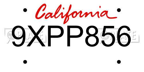 9XPP856 California License Plate