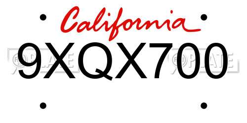 9XQX700 California License Plate