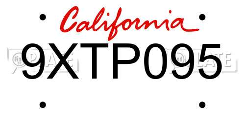 9XTP095 license plate in CA state