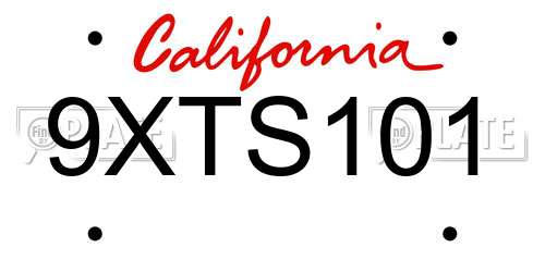 9XTS101 California License Plate