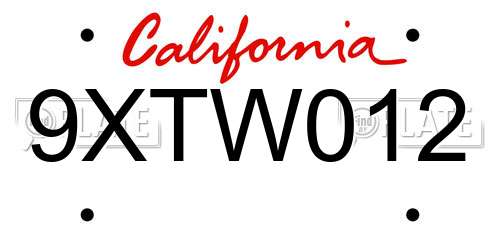 9XTW012 California License Plate