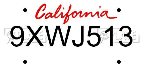 9XWJ513 California License Plate