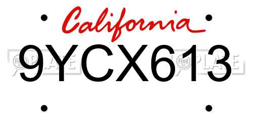 9YCX613 California License Plate