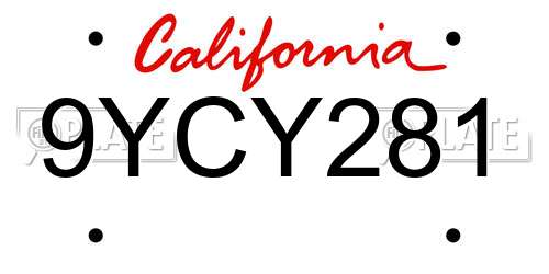 9YCY281 California License Plate