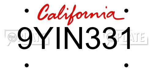 9YIN331 California License Plate