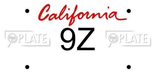 9Z California License Plate