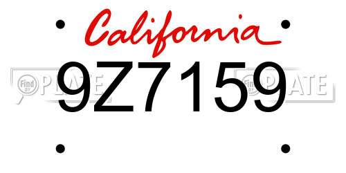 9Z7159 California License Plate