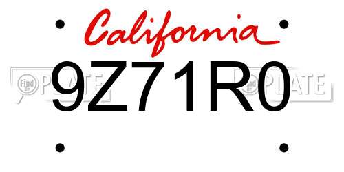 9Z71R0 California License Plate