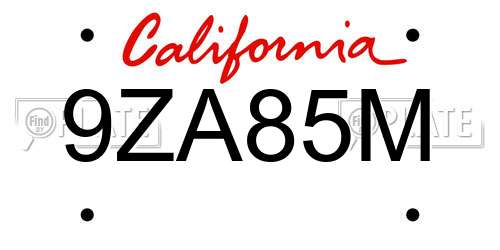 9ZA85M California License Plate