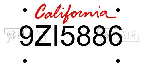 9ZI5886 California License Plate