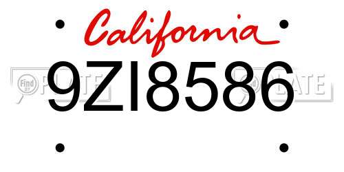 9ZI8586 California License Plate
