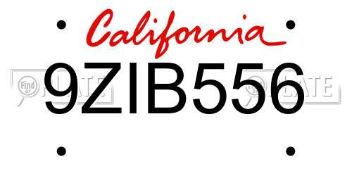 9ZIB556 California License Plate