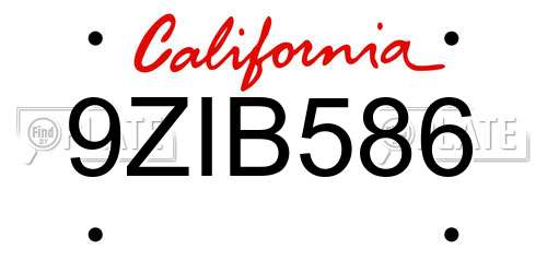 9ZIB586 California License Plate