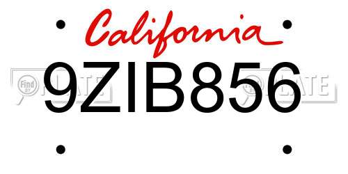 9ZIB856 California License Plate