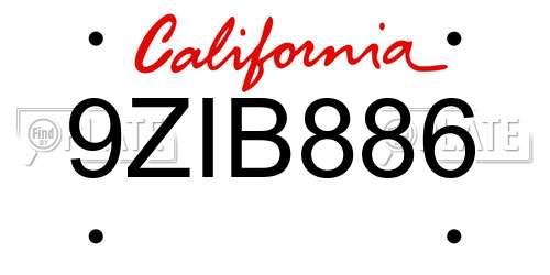 9ZIB886 California License Plate