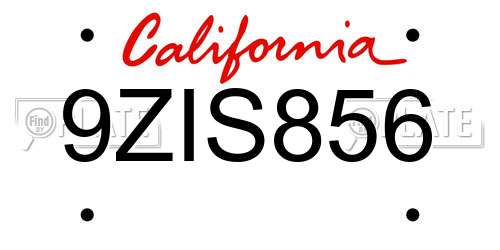 9ZIS856 California License Plate