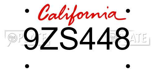 9ZS448 California License Plate