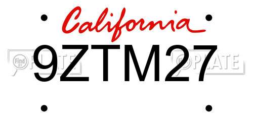 9ZTM27 California License Plate