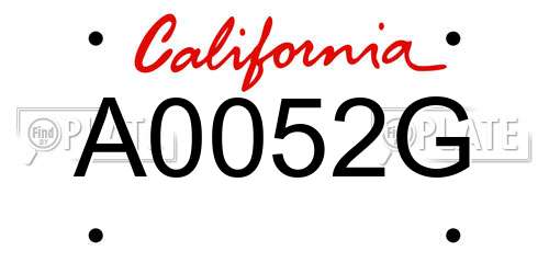 A0052G California License Plate