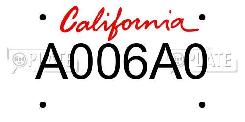 A006A0 California License Plate