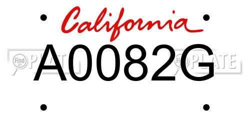 A0082G California License Plate
