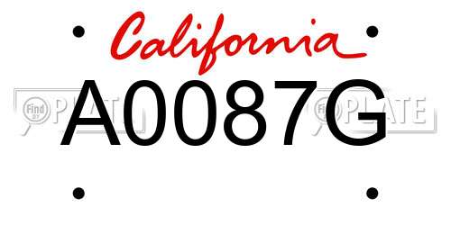 A0087G California License Plate