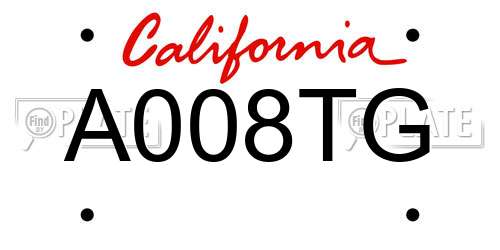A008TG California License Plate