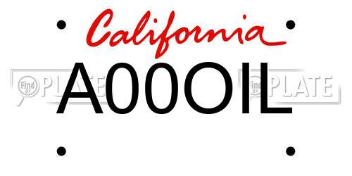A00OIL California License Plate