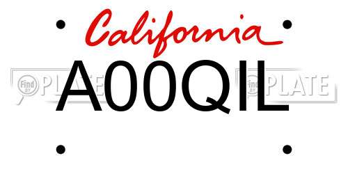 A00QIL California License Plate