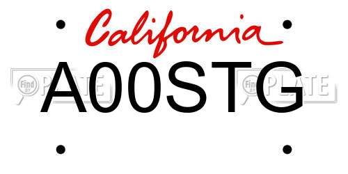 A00STG California License Plate