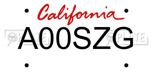 A00SZG California License Plate