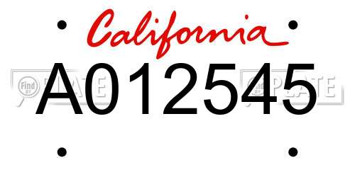 A012545 California License Plate