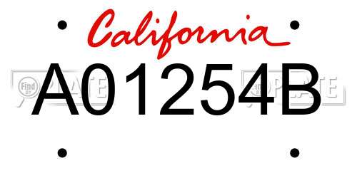 A01254B California License Plate