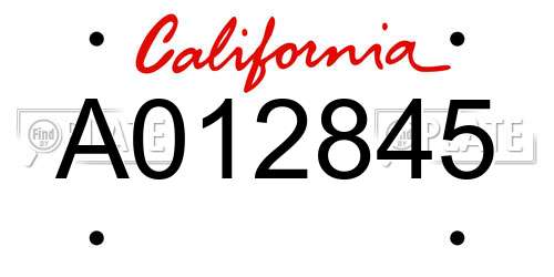 A012845 California License Plate
