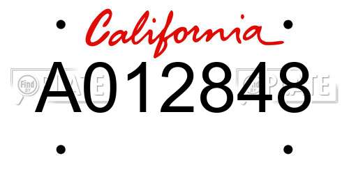 A012848 California License Plate