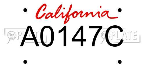 A0147C California License Plate