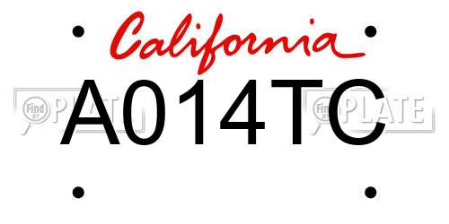 A014TC California License Plate