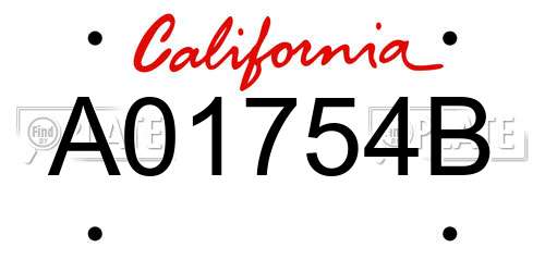 A01754B California License Plate