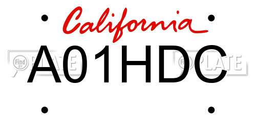 A01HDC California License Plate