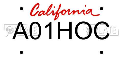 A01HOC California License Plate