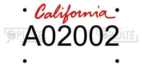 A02002 California License Plate