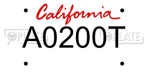 A0200T California License Plate